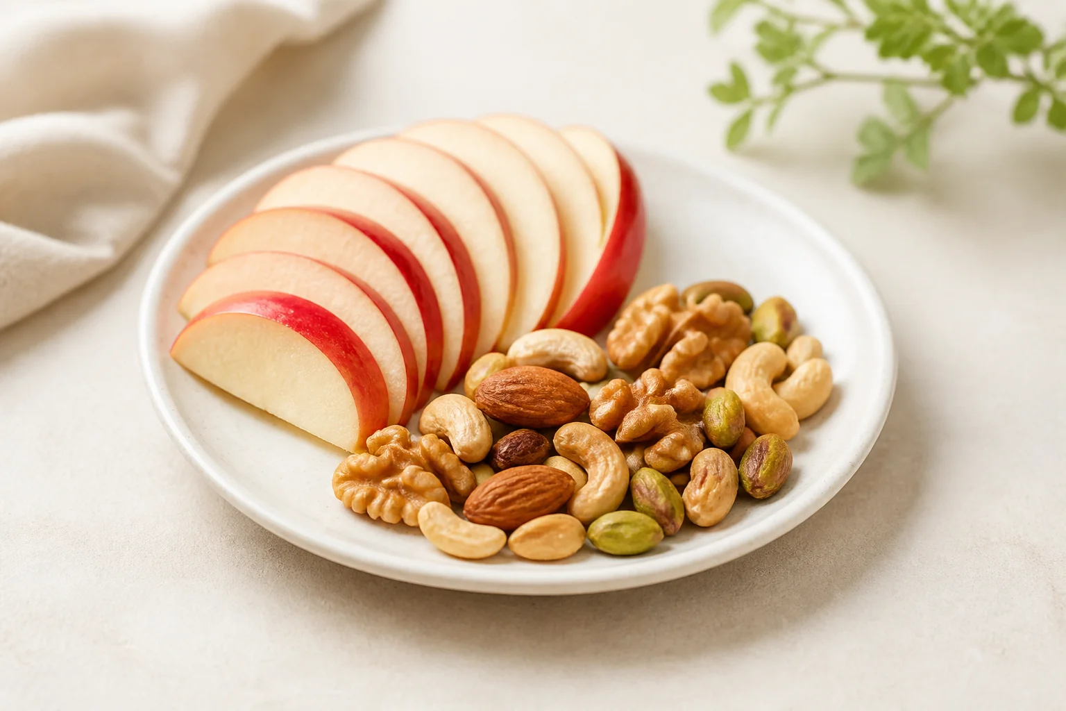 Apple slices with mixed nuts