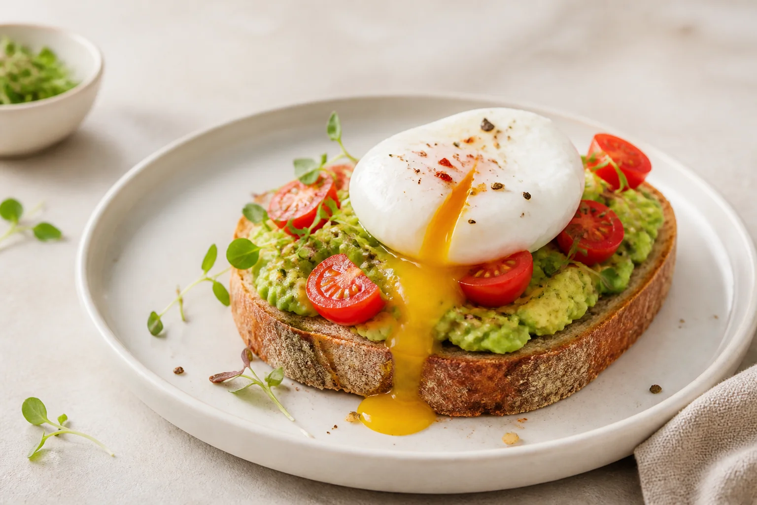 Avocado toast with poached egg