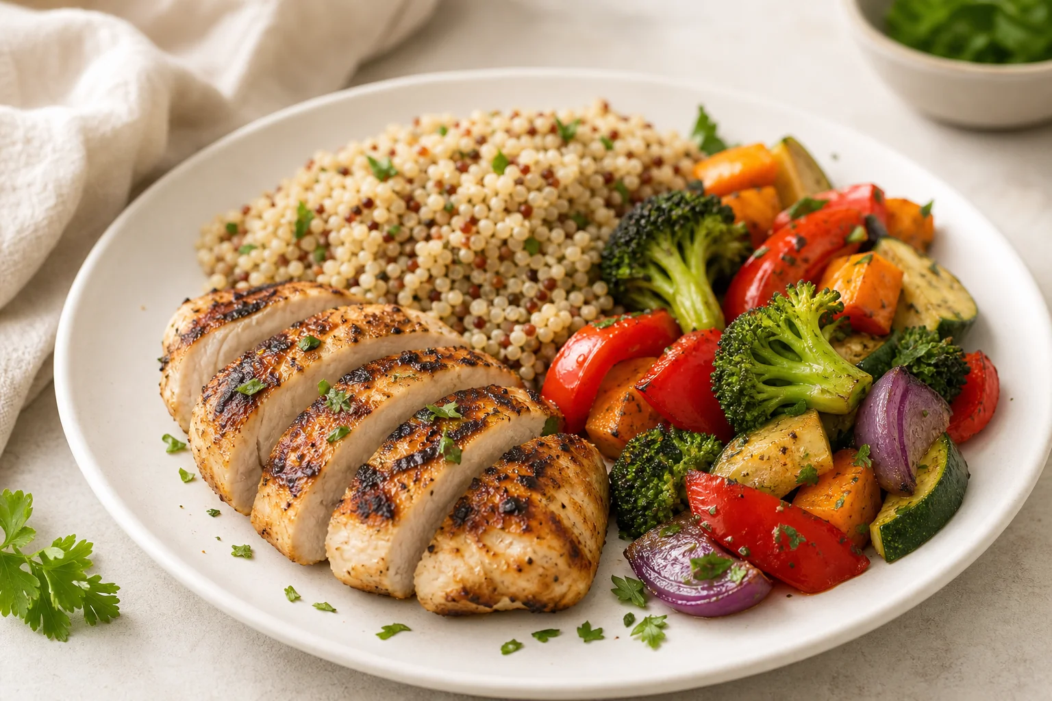 Chicken breast with quinoa and vegetables