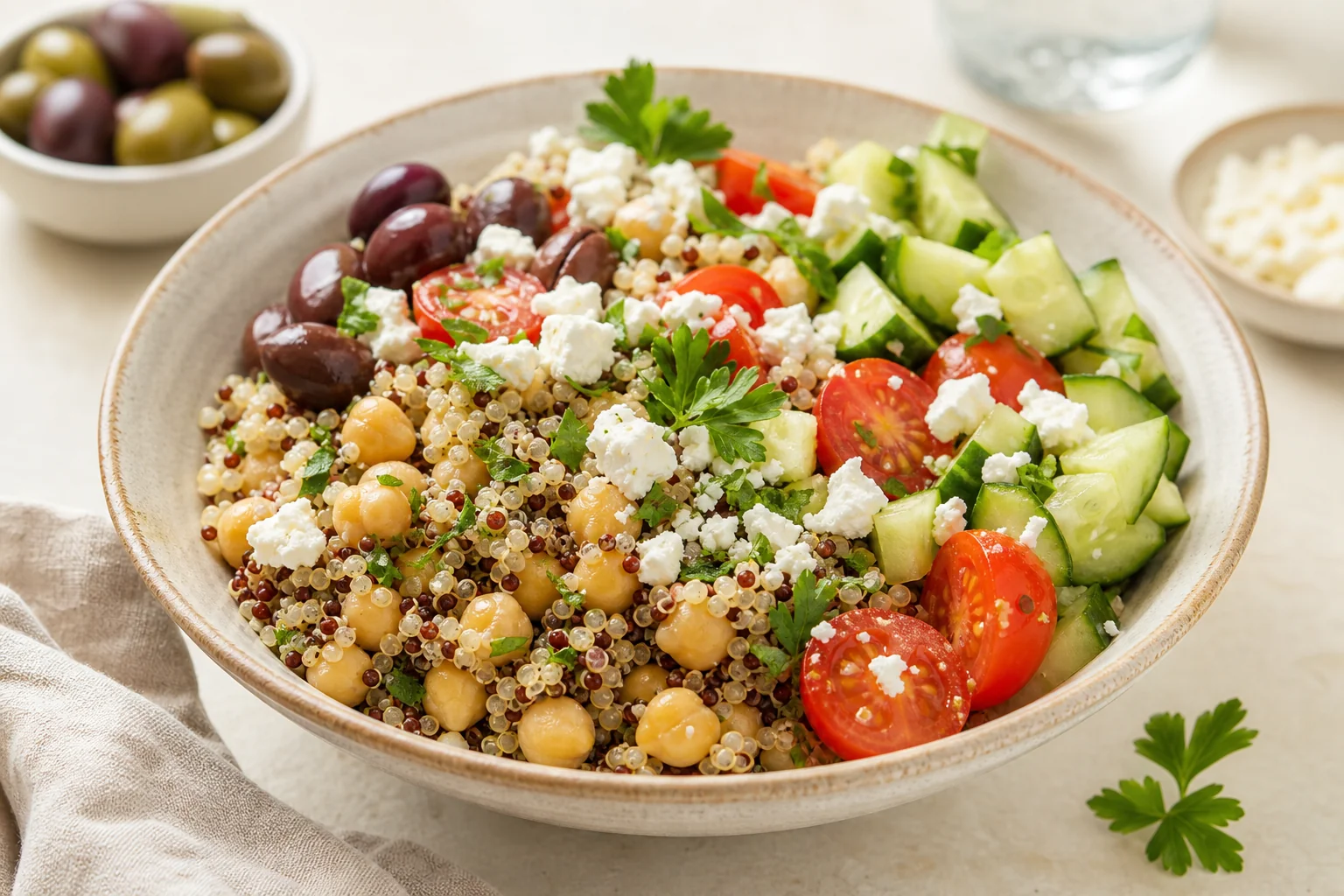 Mediterranean chickpea and quinoa bowl