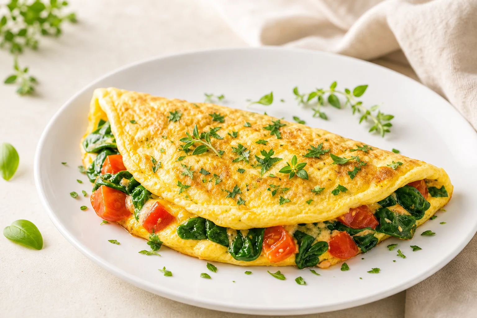 Spinach and tomato omelette