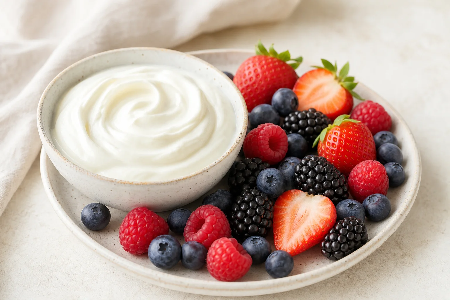 Yogurt dip with mixed berries